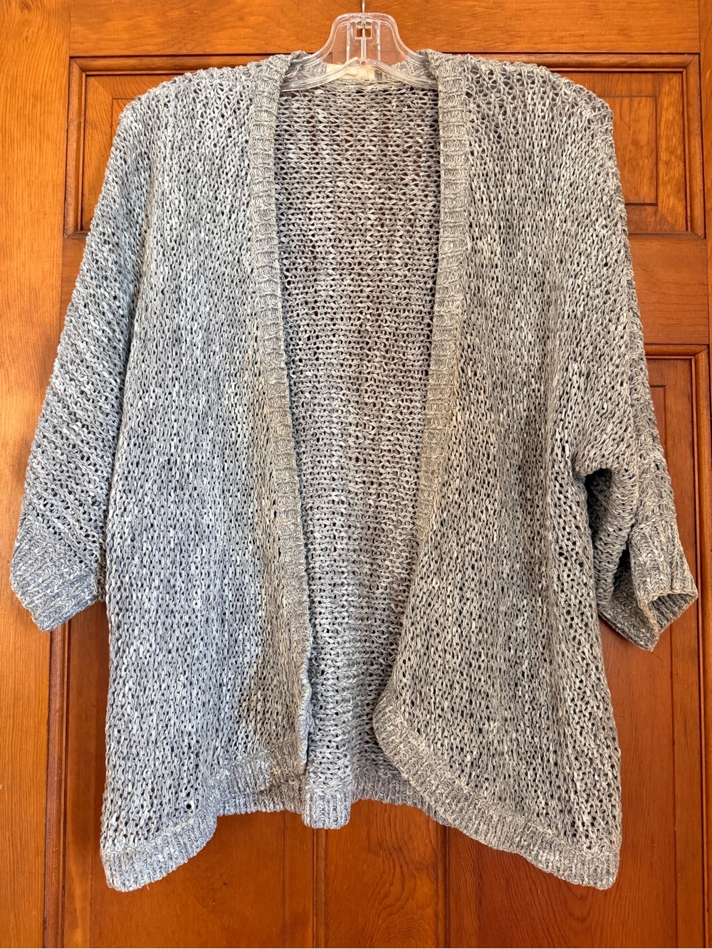 Eileen Fisher Heather Gray Open-Front Knit Cardigan